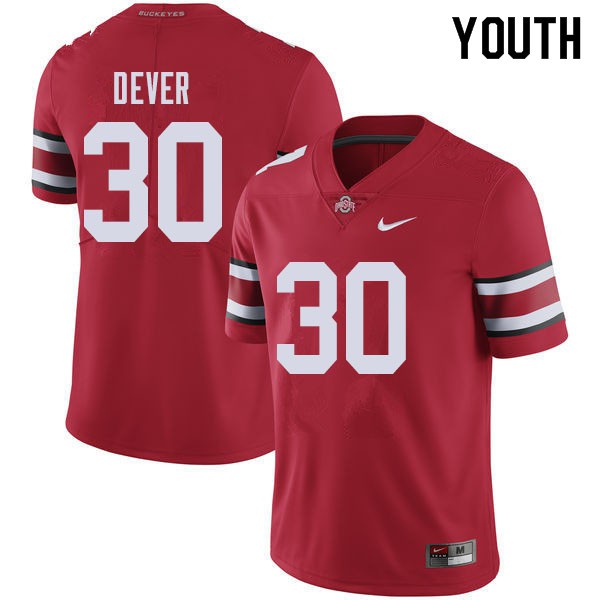 Ohio State Buckeyes #30 Kevin Dever Youth Football Jersey Red